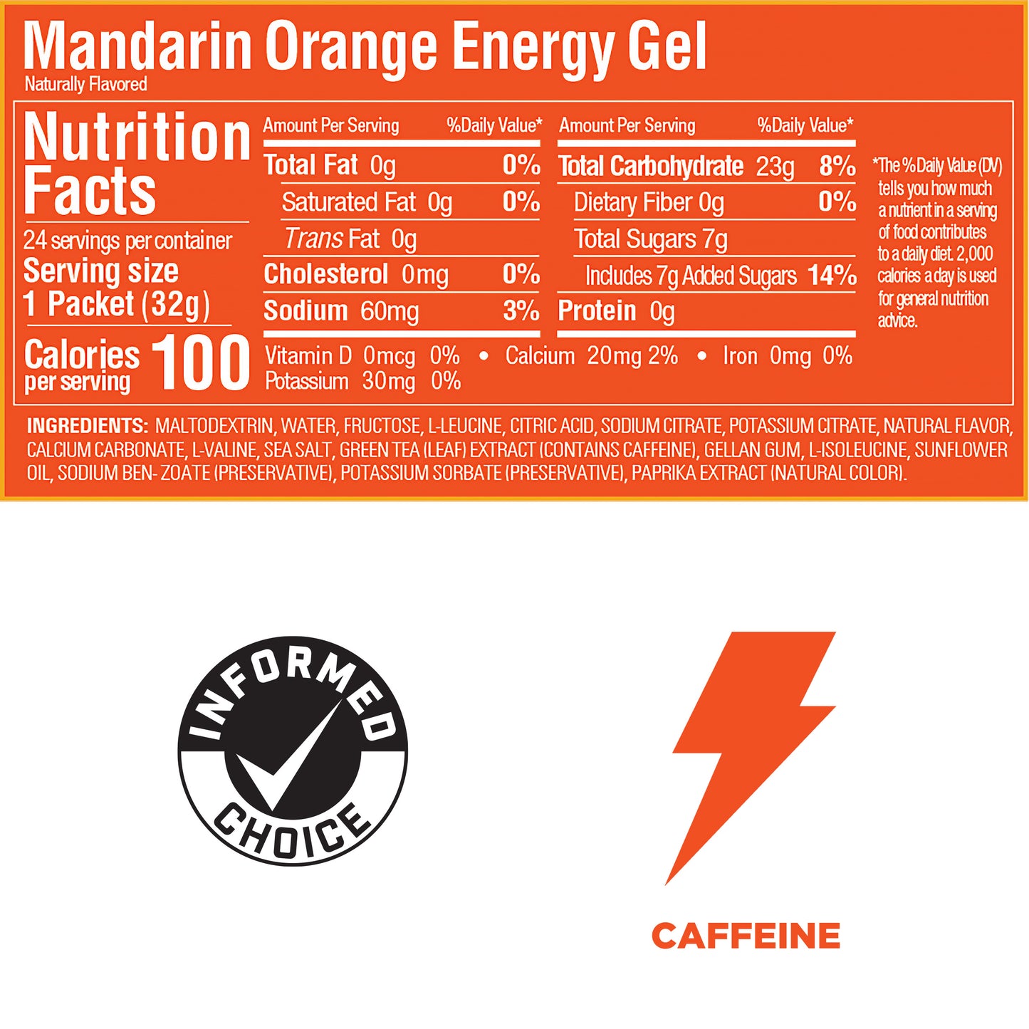 GU Energy Gel Mandarin Orange Caffeine