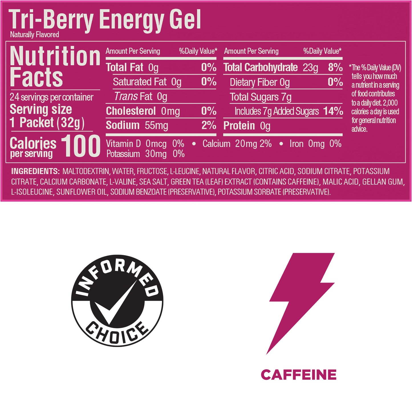 GU Energy Gel Tri-Berry Cafeinne