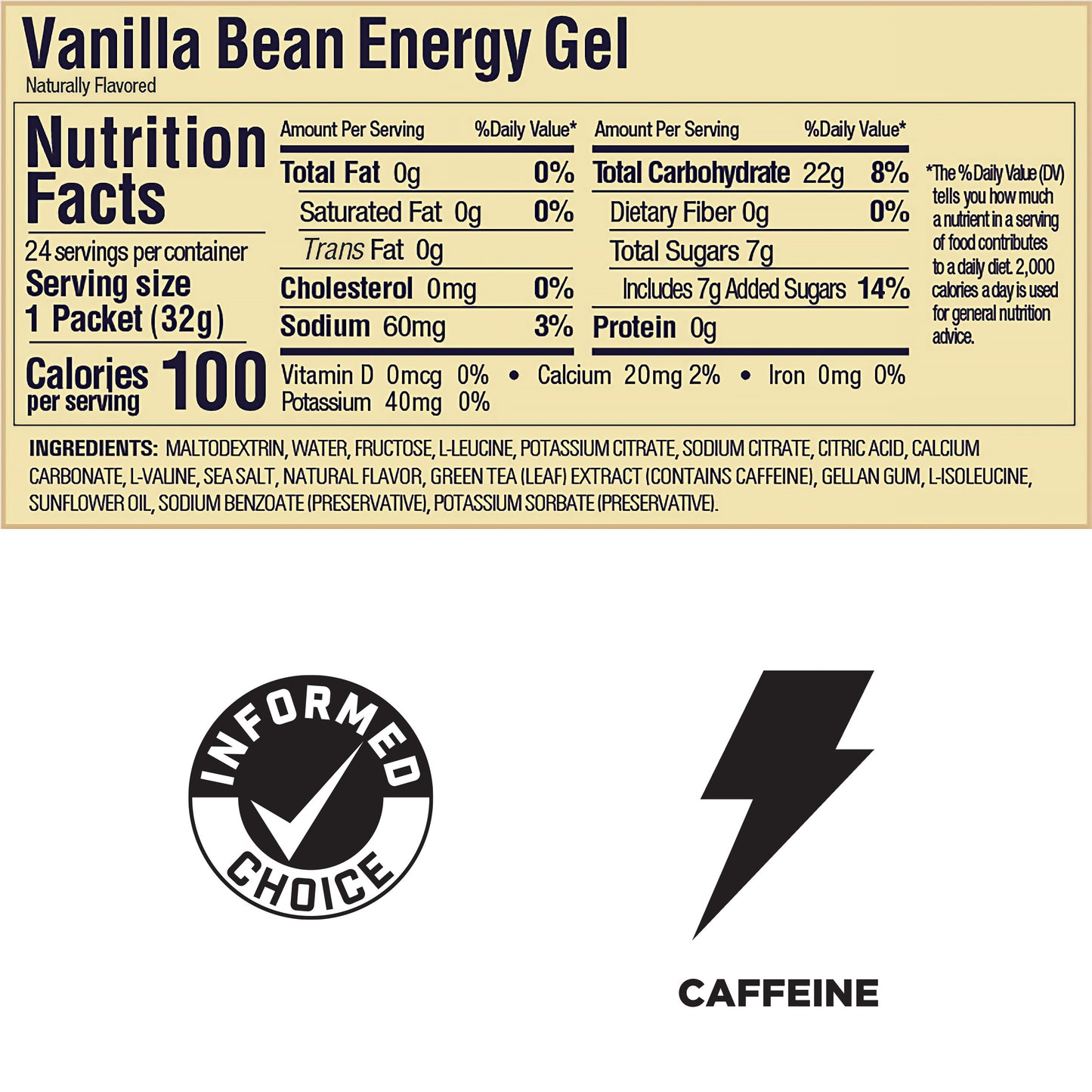 GU Energy Gel Vanilla Bean Caffeine