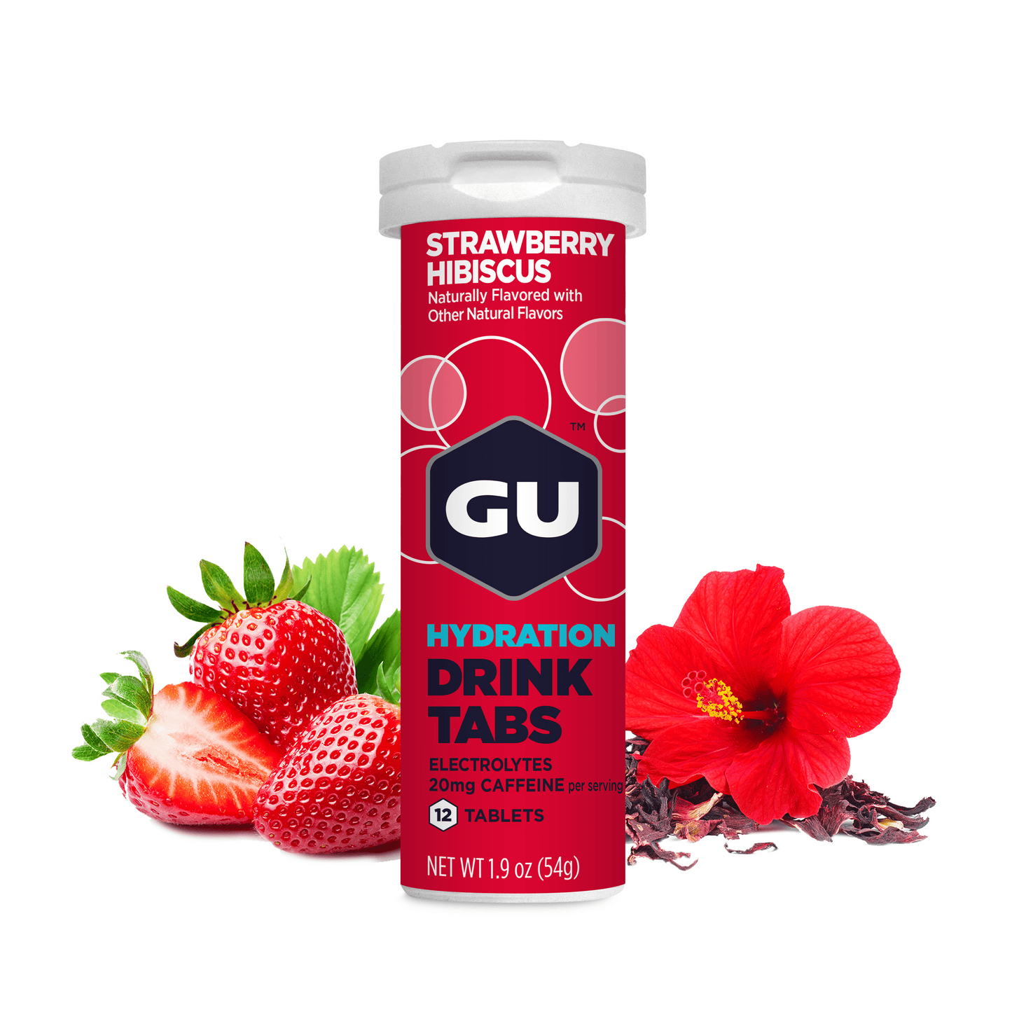 GU Hydration Drink Tabs Strawberry Hibiscus Caffeine